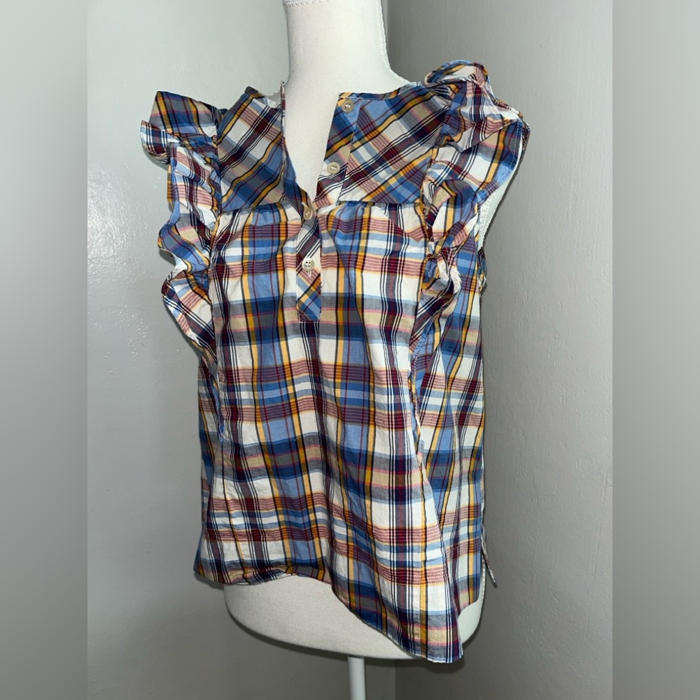J. Crew plaid ruffle tank top